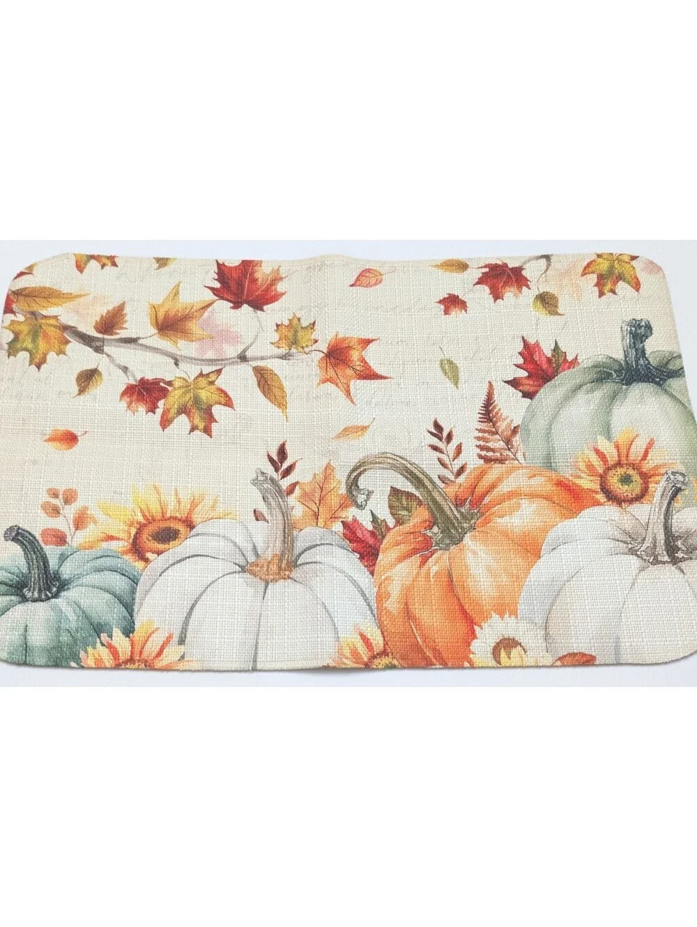 Fall Harvest Decorative Kitchen Mat Pumpkins Sunflowers Autumn Leaves 23x15